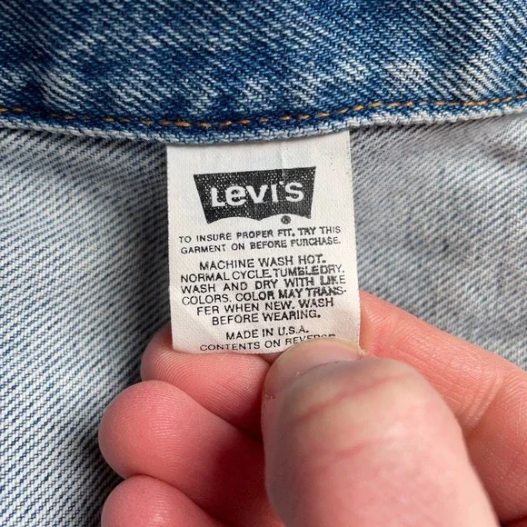VINTAGE Levis Jacket Womens XL Blue Denim Trucker Type III Made in USA Bomber - Picture 14 of 16